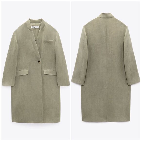 Zara Jackets & Blazers - 100% Linen Zara Coat Light Khaki New